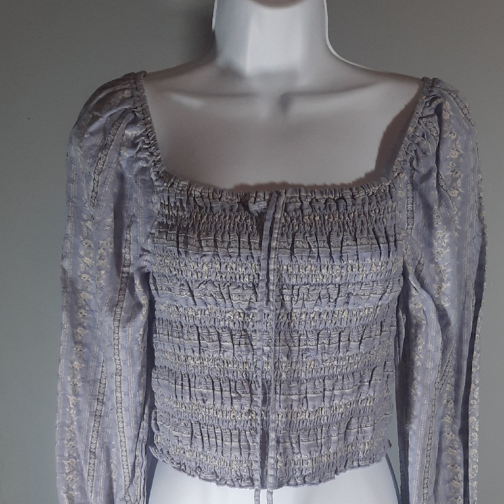 American Eagle Lavender Smocked Blouse